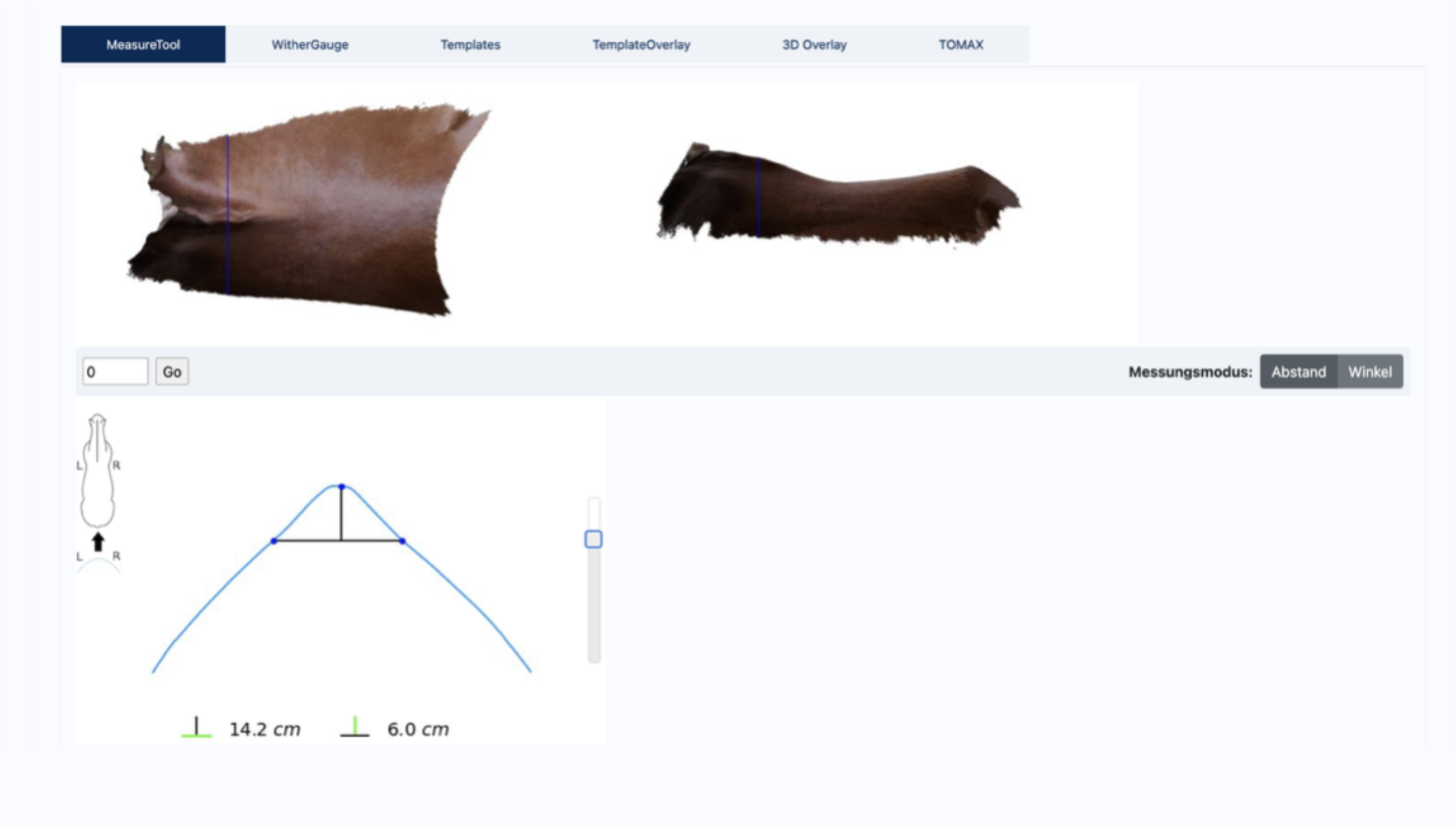 The Measure Tool extracting distances and angles from a scan
